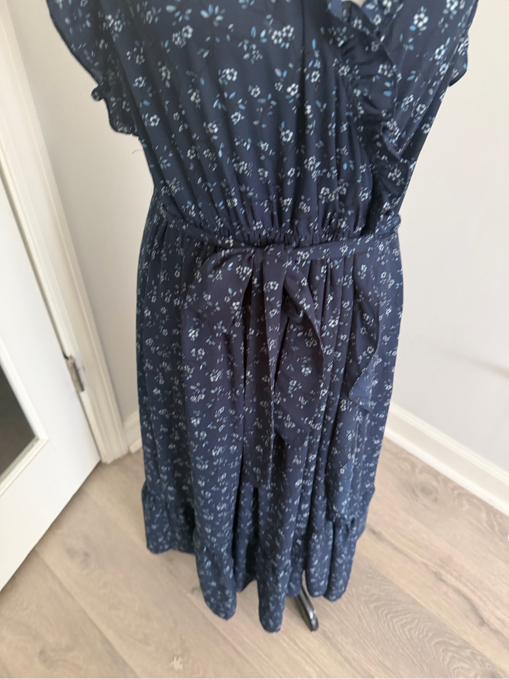 kate spade Navy Floral Ruffle Midi Dress - Picture 6 of 7